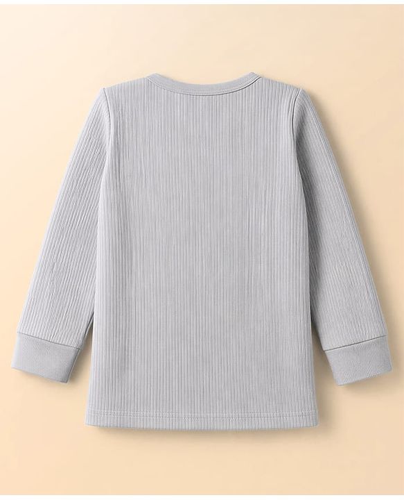 Babyhug Knit Full Sleeves Solid Pullover Vest & Pant Three Piece Thermal Inner Wear Set - Light Grey