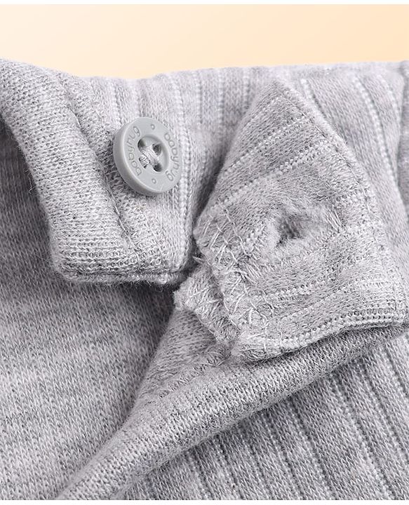 Babyhug Knit Full Sleeves Solid Pullover Vest & Pant Three Piece Thermal Inner Wear Set - Light Grey
