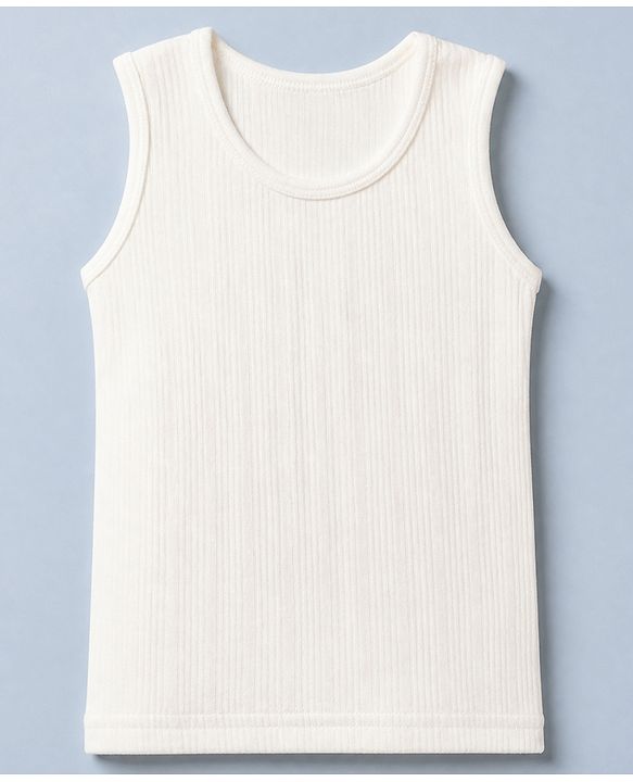 Babyhug Cotton Mix Knit SOLID Thermal Inner Wear Vest - Off White