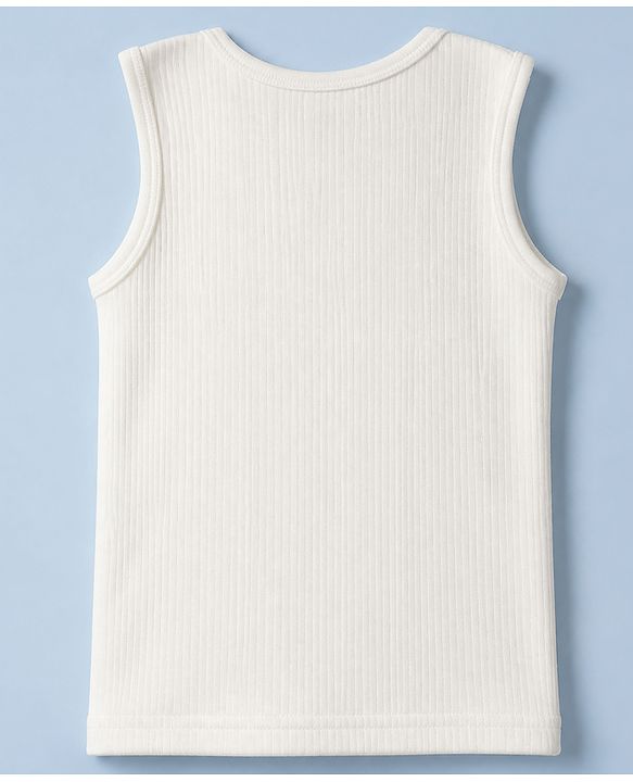 Babyhug Cotton Mix Knit SOLID Thermal Inner Wear Vest - Off White