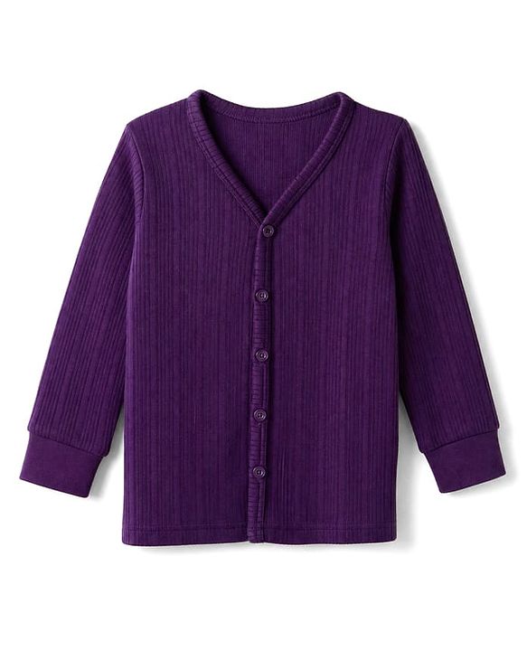 Babyhug Knit Full Sleeves Solid Thermal Inner Wear Vest Pack of 2 - Purple