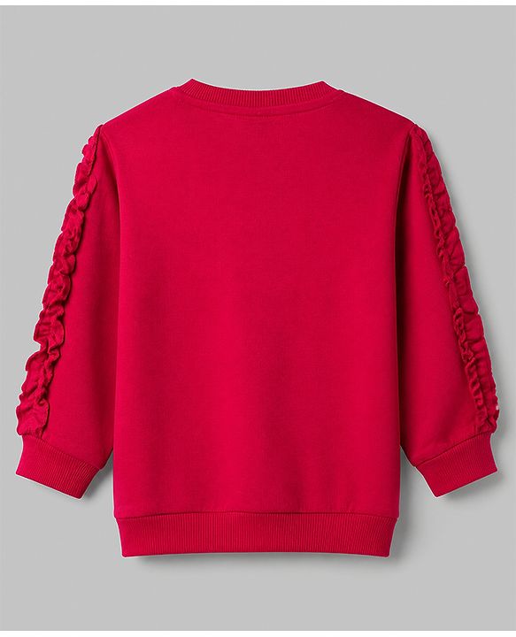 Babyhug Heavy Gauge Terry Knit Sweatshirt With Full Sleeves and Bow Print - Red