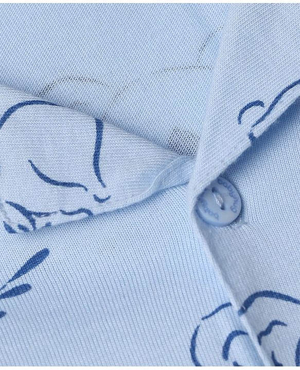 Babyhug 100% Cotton Knit Full Sleeves Co-Ords Shirt & Pyjama Night Suit with Koala Print - Light blue