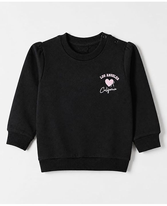 Babyhug Heavy Gauge 100% Cotton Terry Knit Full Sleeves Sweatshirt With Text Print Pack of 2 - Pink & Black