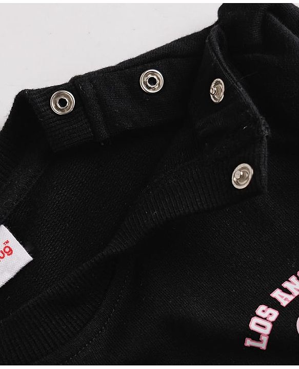 Babyhug Heavy Gauge 100% Cotton Terry Knit Full Sleeves Sweatshirt With Text Print Pack of 2 - Pink & Black