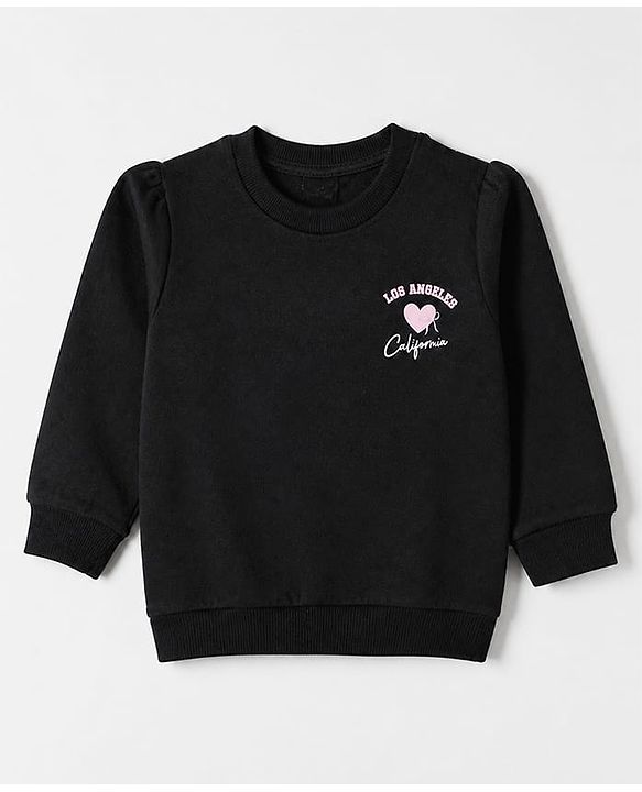 Babyhug Heavy Gauge 100% Cotton Terry Knit Full Sleeves Sweatshirt With Text Print Pack of 2 - Pink & Black