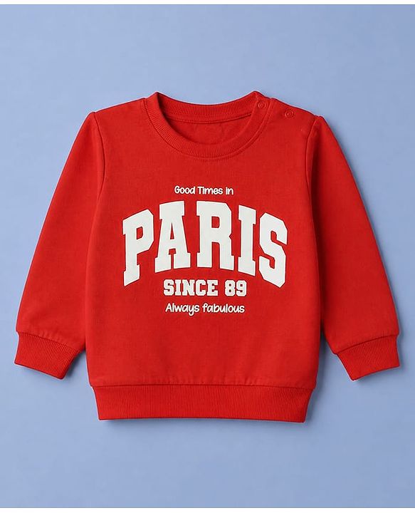 Babyhug Heavy Gauge Terry Knit Sweatshirt with Full Sleeves and Cherries Print Pack of 2 - Red & Cream