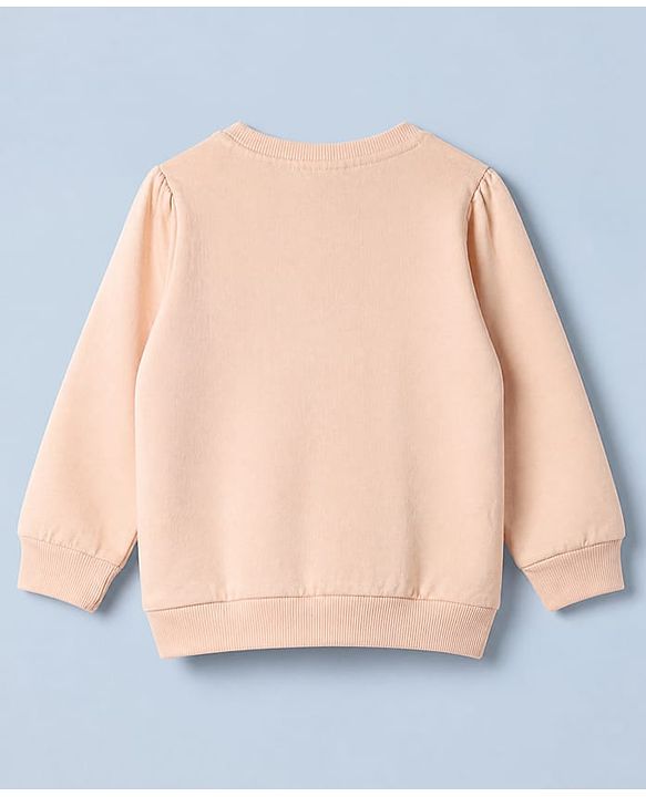 Babyhug 100% Cotton Fleece Knit Full Sleeves Heavy Gauge Sweatshirts With Amour C'Est La Vie Bow Print Pack Of 2 - Pink & Peach