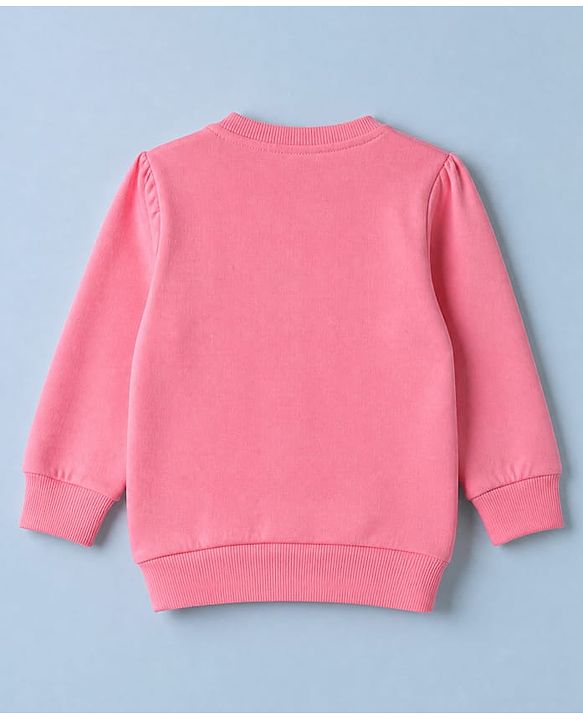 Babyhug 100% Cotton Fleece Knit Full Sleeves Heavy Gauge Sweatshirts With Amour C'Est La Vie Bow Print Pack Of 2 - Pink & Peach