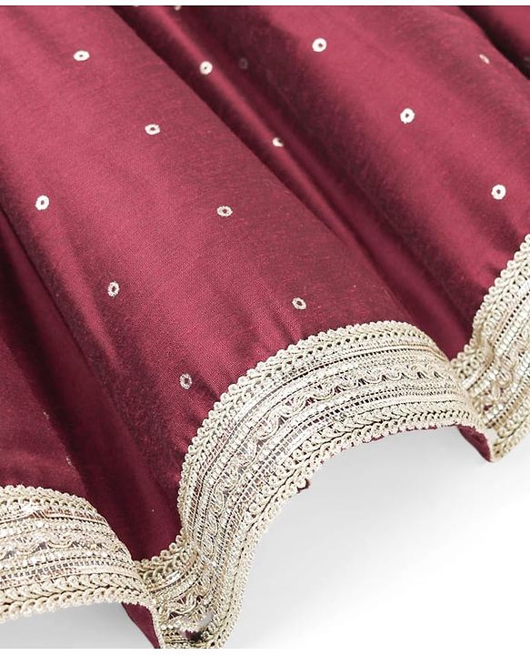 Babyhug Chiffon Woven Sleeveless Chinnon Foil Printed Choli & Lehenga Set With Dupatta Set - Maroon
