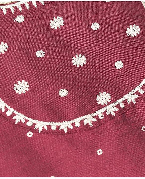 Babyhug Chiffon Woven Sleeveless Chinnon Foil Printed Choli & Lehenga Set With Dupatta Set - Maroon