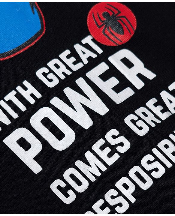 Pine Kids Marvel Single Jersey Knit T-Shirt with Full Sleeves and Spider Man Print - Black