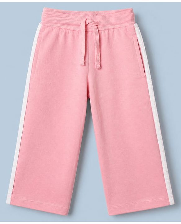 Babyhug 100% Cotton Terry Knit Full Sleeves Striped Top and Pant Set - Pink