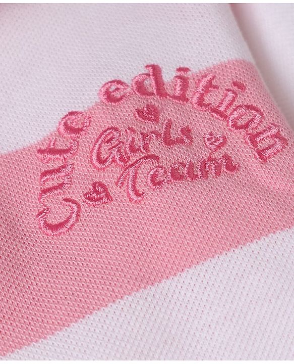 Babyhug 100% Cotton Terry Knit Full Sleeves Striped Top and Pant Set - Pink