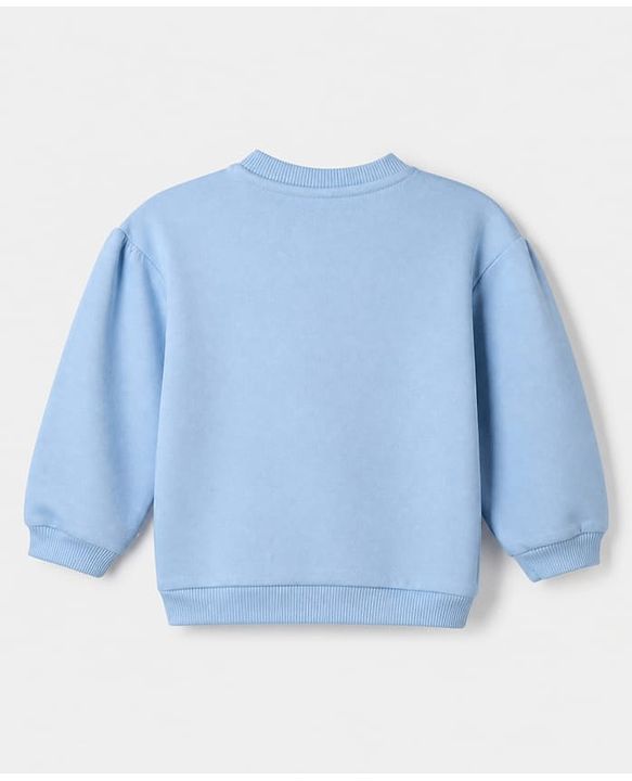 Babyhug 100% Cotton Terry Knit Full Sleeves Top and Jogger Set with Bow Patch in Blue