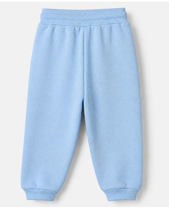 Babyhug 100% Cotton Terry Knit Full Sleeves Top and Jogger Set with Bow Patch in Blue