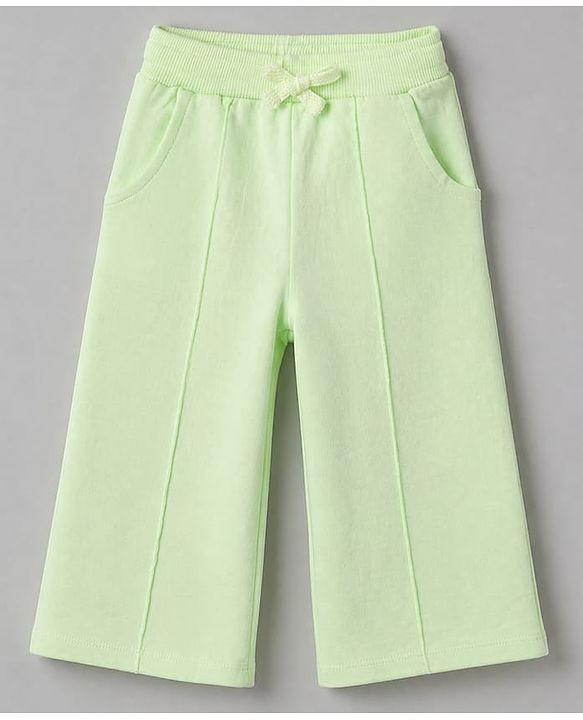 Babyhug 100% Cotton Terry Knit Full Sleeves Top & Pant Set With Floral Embroidery - Limegreen