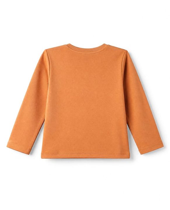 Babyhug 100% Cotton Interlock Knit T-Shirts with Full Sleeves and Giraffe Elephant & Jungle Safari Theme Print Pack of 3 - Light Blue Cream & Orange