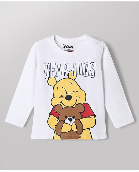 Babyhug Disney Single Jersey Knit Full Sleeves T-Shirt & Pyjama Night Suit with Winnie the Pooh Graphics - White