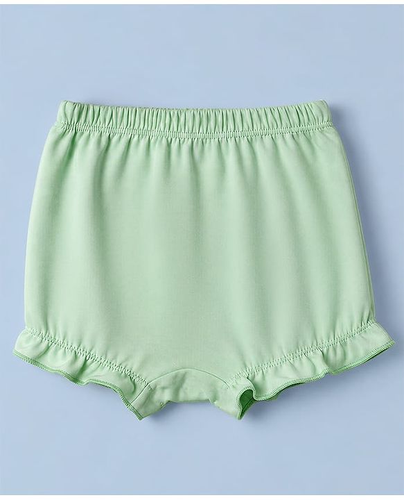 Babyhug 100% Cotton Single Jersey Bloomers With Floral Print Pack of 3 - Green White Yellow