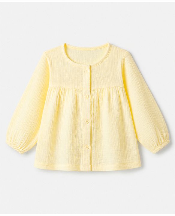 Babyhug 100% Cotton Terry Knit Full Sleeves Top and Joggers Set - Yellow