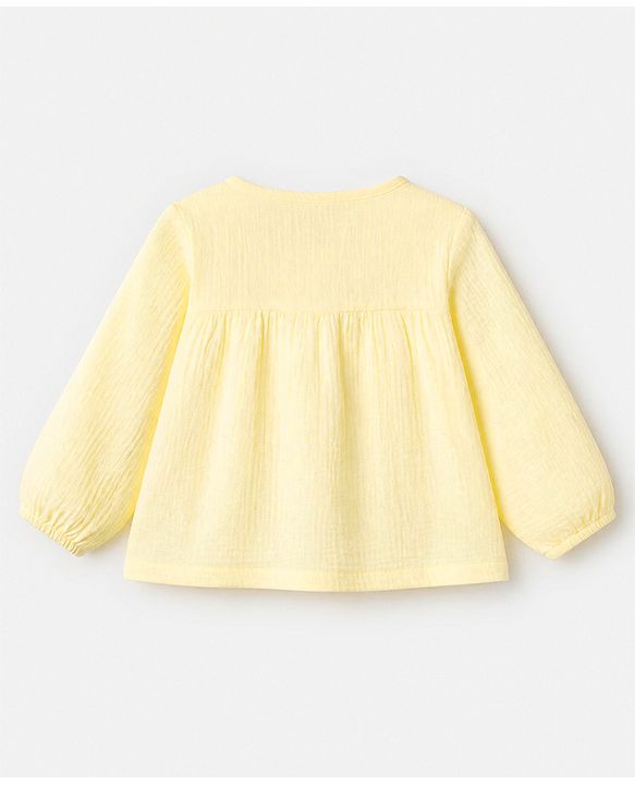 Babyhug 100% Cotton Terry Knit Full Sleeves Top and Joggers Set - Yellow