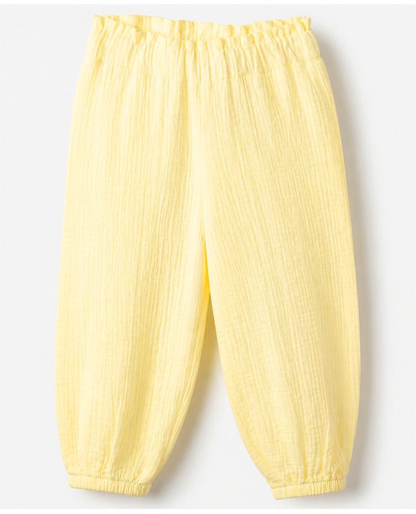 Babyhug 100% Cotton Terry Knit Full Sleeves Top and Joggers Set - Yellow