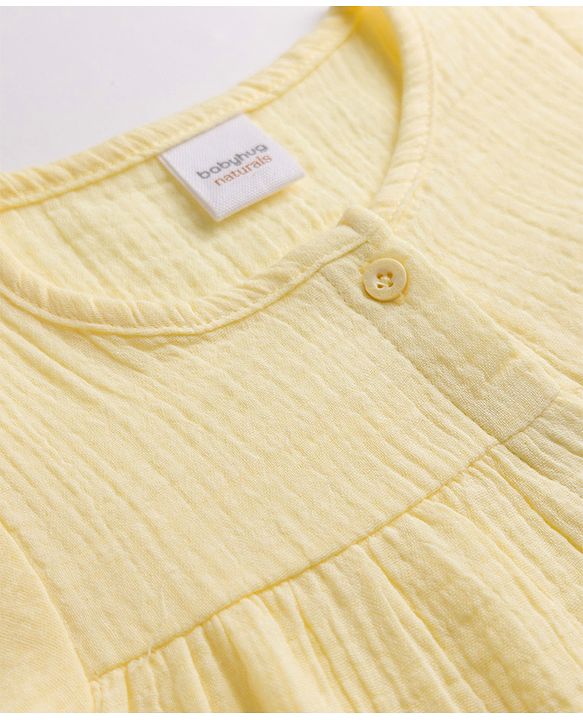 Babyhug 100% Cotton Terry Knit Full Sleeves Top and Joggers Set - Yellow