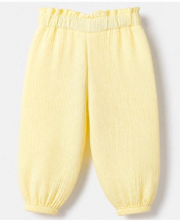 Babyhug 100% Cotton Terry Knit Full Sleeves Top and Joggers Set - Yellow