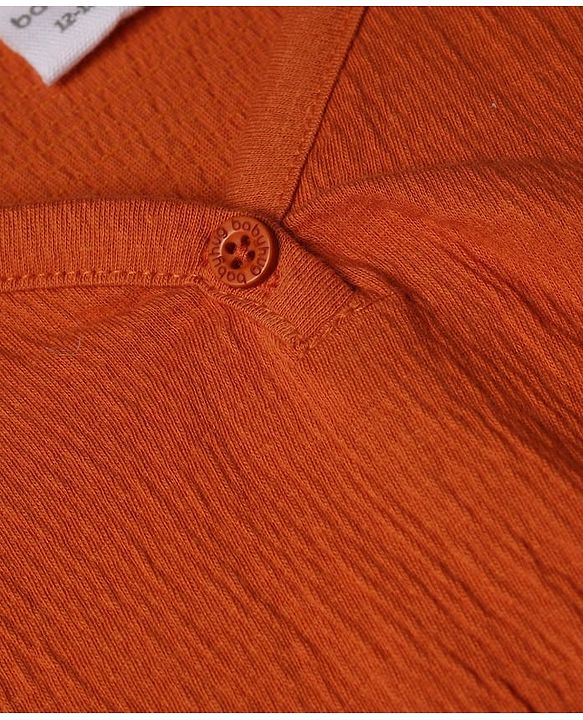 Babyhug 100% Cotton Terry Knit Full Sleeves Top and Pant Set with Full Length and Bow Applique in Brown
