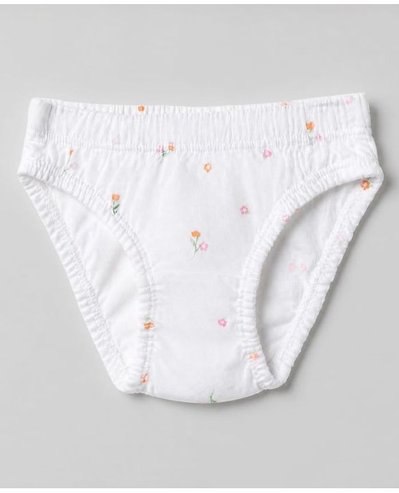 Babyhug 100% Cotton Single Jersey Knit Panties With Floral & Polka Dots Print Pack of 3 - Pink Orange & White