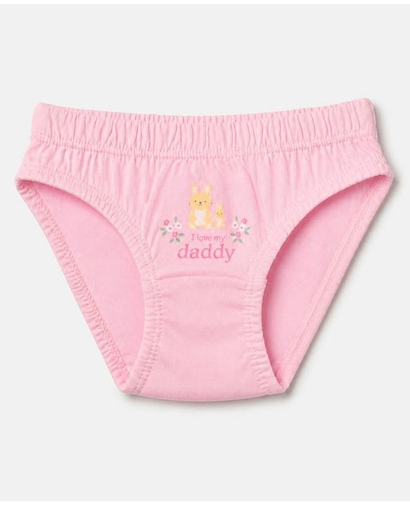 Babyhug 100% Cotton Single Jersey Knit Panties With Floral & Polka Dots Print Pack of 3 - Pink Orange & White