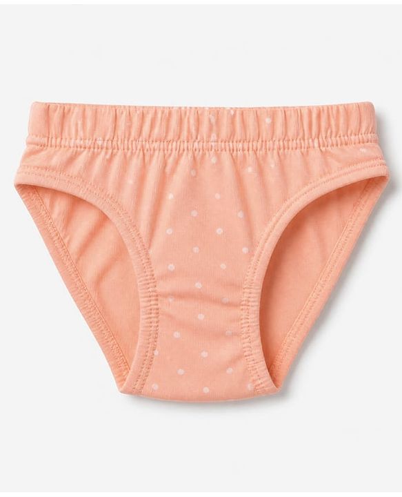 Babyhug 100% Cotton Single Jersey Knit Panties With Floral & Polka Dots Print Pack of 3 - Pink Orange & White
