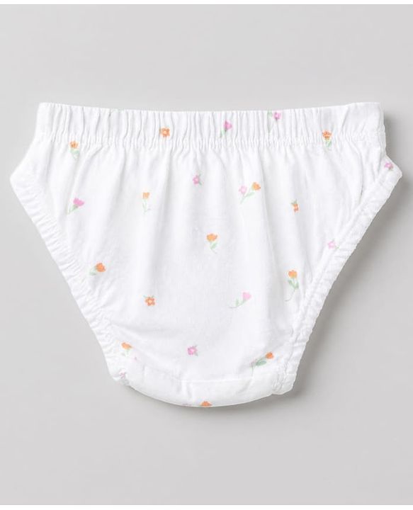 Babyhug 100% Cotton Single Jersey Knit Panties With Floral & Polka Dots Print Pack of 3 - Pink Orange & White