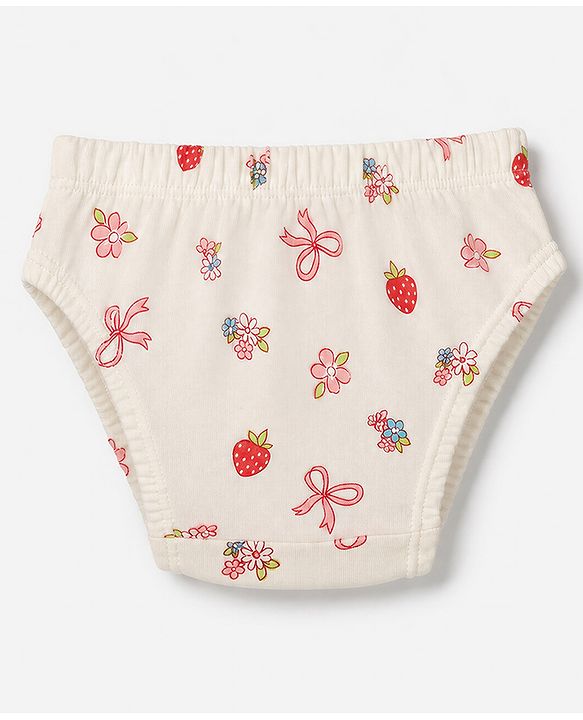 Babyhug 100% Cotton Single Jersey Knit Panties With Polka Dot & Floral Print Pack of 3 - Pink, Red & Beige