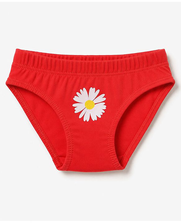 Babyhug 100% Cotton Single Jersey Knit Panties With Polka Dot & Floral Print Pack of 3 - Pink, Red & Beige
