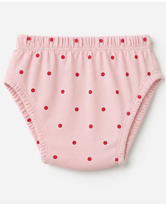 Babyhug 100% Cotton Single Jersey Knit Panties With Polka Dot & Floral Print Pack of 3 - Pink, Red & Beige