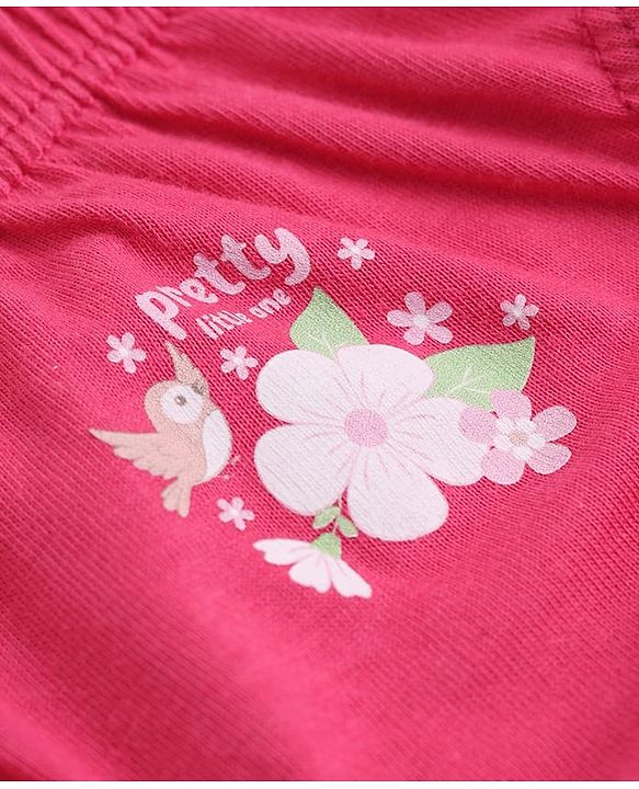 Babyhug 100% Cotton Single Jersey Knit Panties With Floral Print Pack of 3 - Pink and White