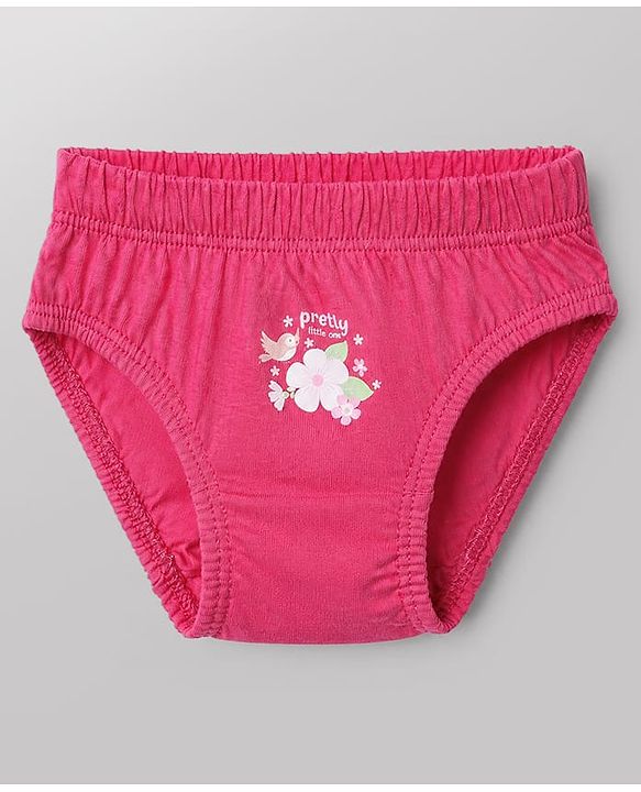 Babyhug 100% Cotton Single Jersey Knit Panties With Floral Print Pack of 3 - Pink and White