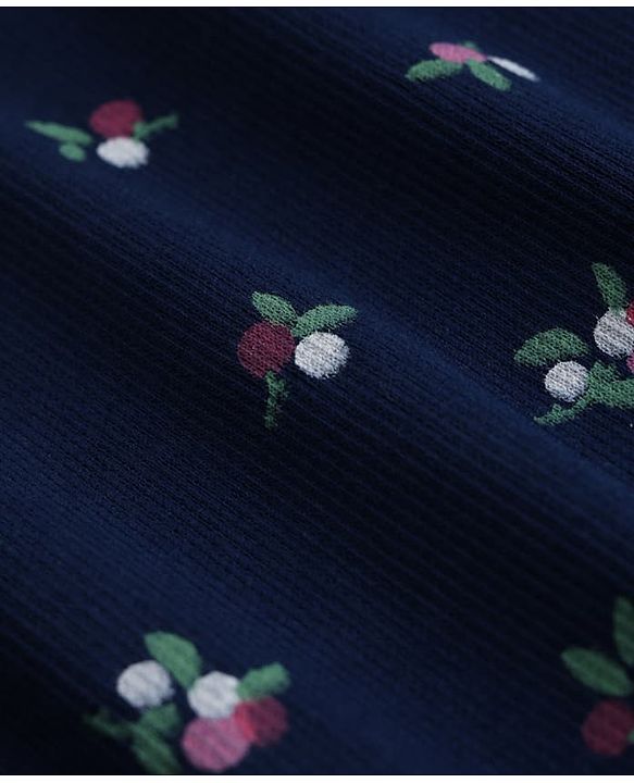 Babyhug Cotton Lycra Knit Skivi Winter T-Shirts with Full Sleeves and Floral Print - Navy Blue