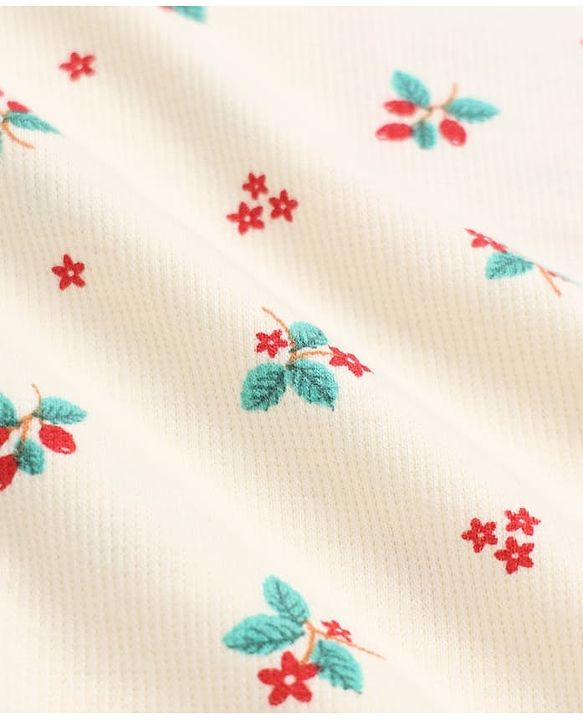 Babyhug Cotton Knit Skivi Winter T-Shirt with Full Sleeves and Floral Print in White