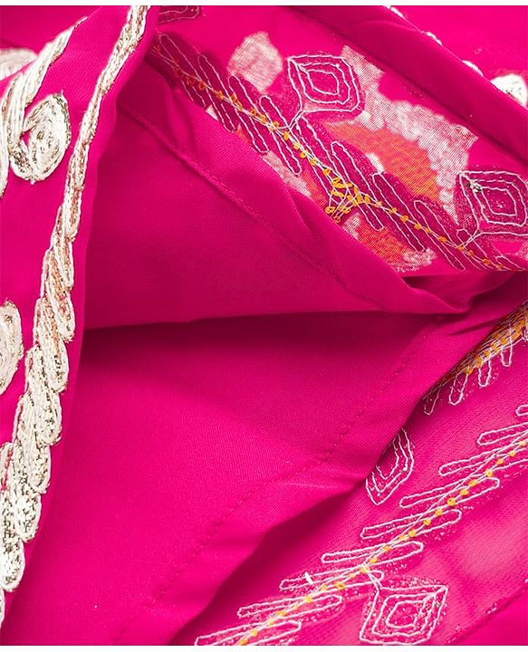 Babyhug Woven Georgette Lehenga Choli and Dupatta Set with Sleeveless and Floral Embroidery in Pink for 2-3 Years