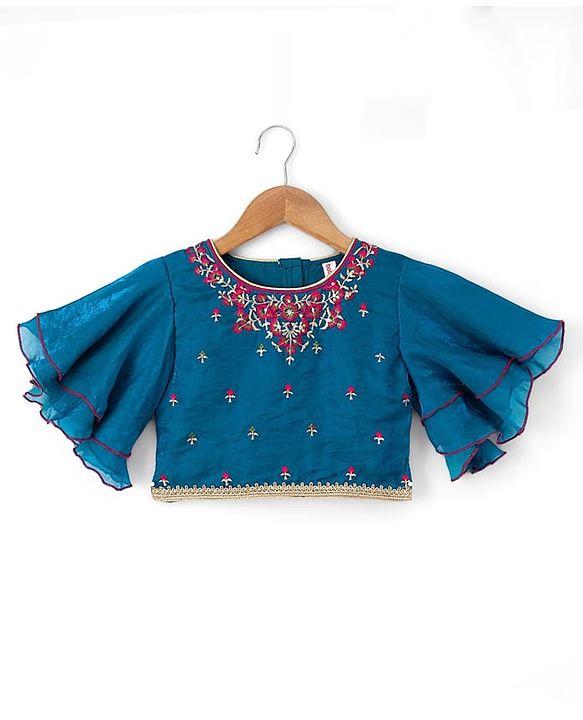 Babyhug Georgette Woven Half Sleeves Embroidered Choli & Lehenga Set With Dupatta - Fuchsia