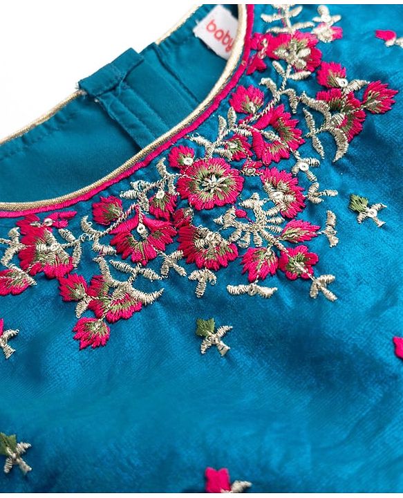 Babyhug Georgette Woven Half Sleeves Embroidered Choli & Lehenga Set With Dupatta - Fuchsia