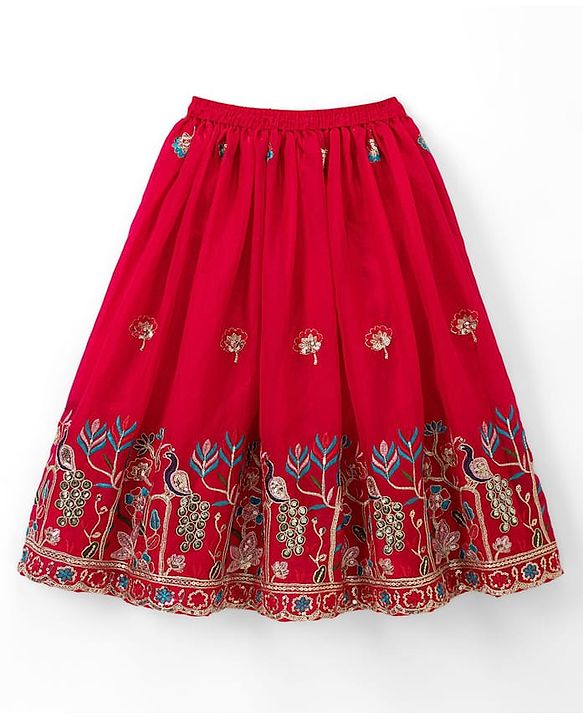 Babyhug Georgette Woven Half Sleeves Embroidered Choli & Lehenga Set With Dupatta - Fuchsia