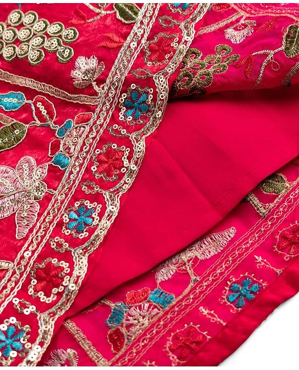 Babyhug Georgette Woven Half Sleeves Embroidered Choli & Lehenga Set With Dupatta - Fuchsia