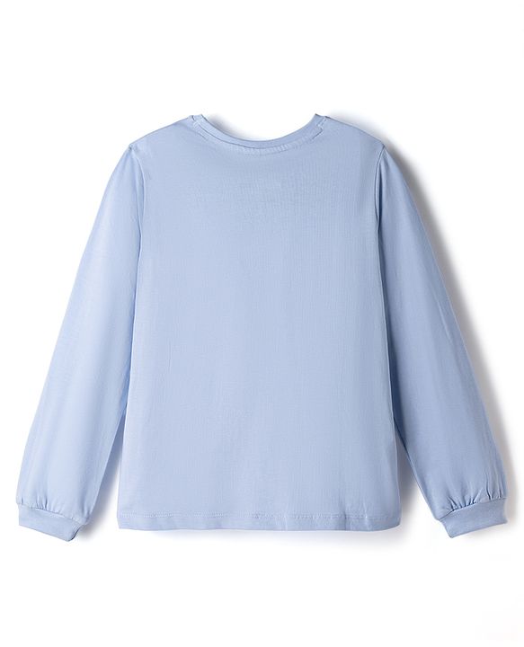Pine Kids Disney Single Jersey Knit Full Sleeves T-Shirt & Pyjama Night Suit with Minnie & Daisy Graphics - Sky Blue
