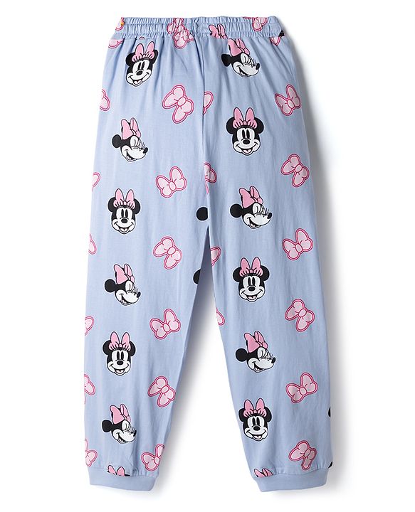 Pine Kids Disney Single Jersey Knit Full Sleeves T-Shirt & Pyjama Night Suit with Minnie & Daisy Graphics - Sky Blue
