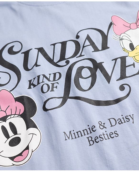 Pine Kids Disney Single Jersey Knit Full Sleeves T-Shirt & Pyjama Night Suit with Minnie & Daisy Graphics - Sky Blue