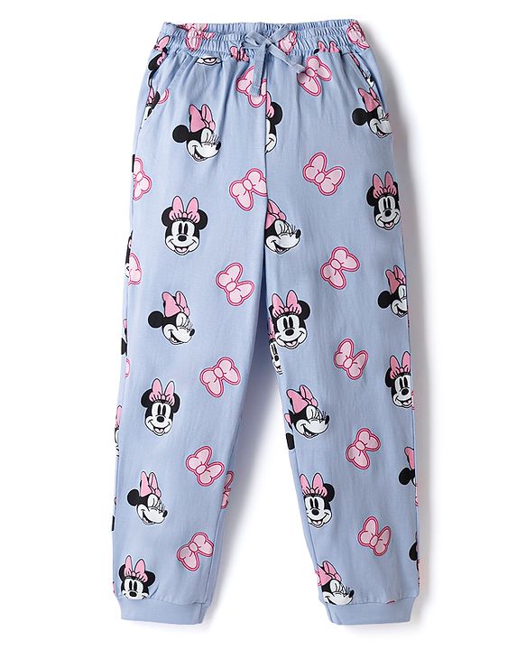 Pine Kids Disney Single Jersey Knit Full Sleeves T-Shirt & Pyjama Night Suit with Minnie & Daisy Graphics - Sky Blue